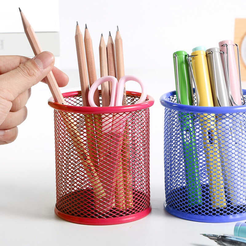 Round container art # SS-MRC01 - Metal mesh pen container round / Metal mesh pen container pen pencil holder organizer - Cosmetic round pen stand holders - Stationery container desk organizer. - Abid Cart