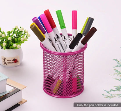 Round container art # SS-MRC01 - Metal mesh pen container round / Metal mesh pen container pen pencil holder organizer - Cosmetic round pen stand holders - Stationery container desk organizer. - Abid Cart