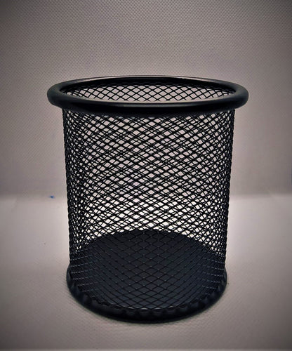 Round container art # SS-MRC01 - Metal mesh pen container round / Metal mesh pen container pen pencil holder organizer - Cosmetic round pen stand holders - Stationery container desk organizer. - Abid Cart