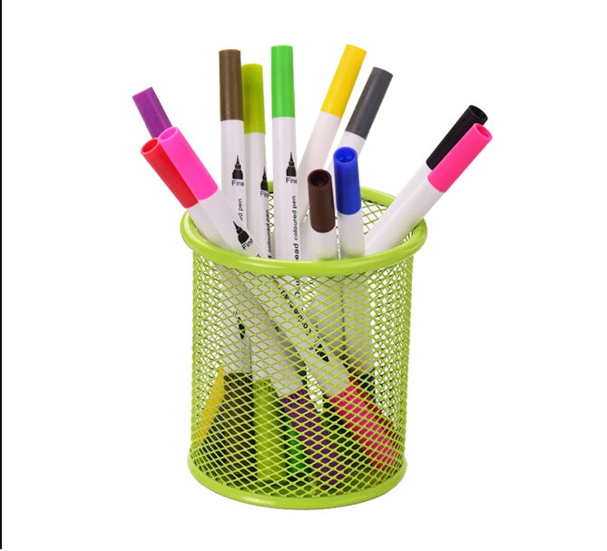 Round container art # SS-MRC01 - Metal mesh pen container round / Metal mesh pen container pen pencil holder organizer - Cosmetic round pen stand holders - Stationery container desk organizer. - Abid Cart