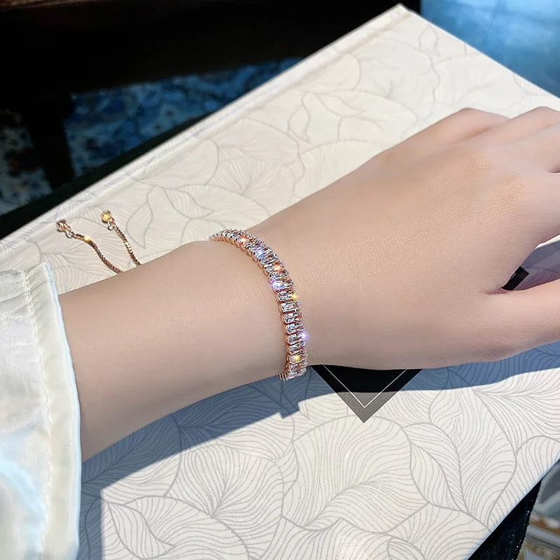 Full of Rhinestone Stainless Steel Bracelet For Women 2022 New Designer Shiny Luxury Zircon Adjustable Bracelets Jewellery Gift. - Abid Cart