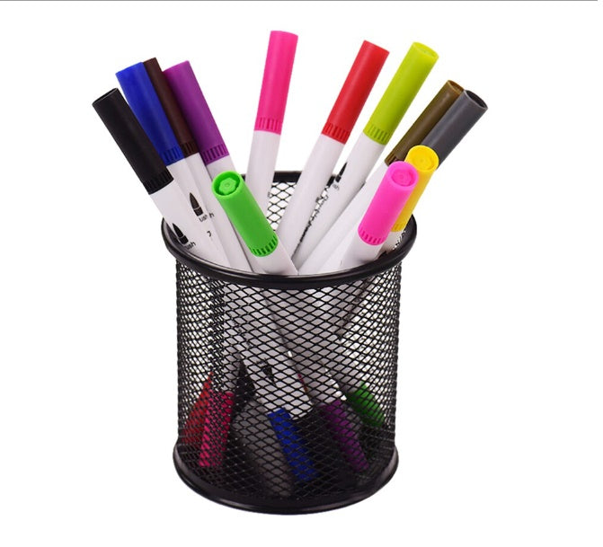 Round container art # SS-MRC01 - Metal mesh pen container round / Metal mesh pen container pen pencil holder organizer - Cosmetic round pen stand holders - Stationery container desk organizer. - Abid Cart