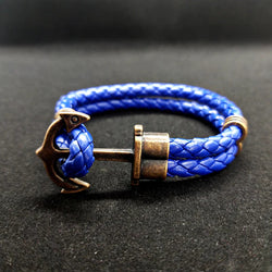 Blue Anchor Rope Leather Bracelet For Men. - Abid Cart