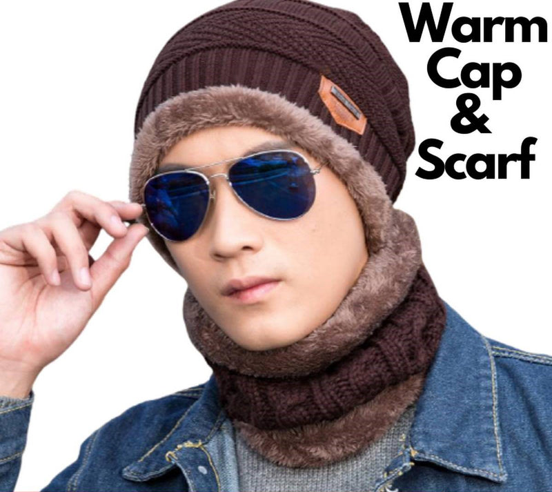 Beanie Cap & Wool Winter Hat with Neck Warmer for Men & Women | Unisex Warm Knit Cap for Cold Weather. - Abid Cart