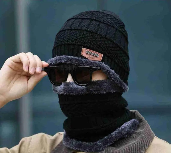 Beanie Cap & Wool Winter Hat with Neck Warmer for Men & Women | Unisex Warm Knit Cap for Cold Weather. - Abid Cart