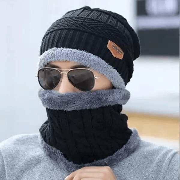 Beanie Cap & Wool Winter Hat with Neck Warmer for Men & Women | Unisex Warm Knit Cap for Cold Weather. - Abid Cart