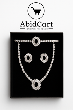 Elegant Diamond Necklace and Earring Set - AbidCart Luxury Jewelry Collection. - Abid Cart