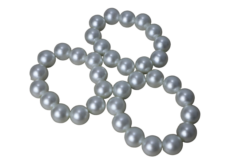 Chunky Bubblegum Pearl Beads Bracelet for Kids - Baby & Toddler Party Jewelry - Celebrate 14 August Independence Day in Style!. (White 2 pieces in Pack) - Abid Cart
