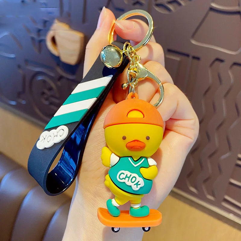 Creative Cartoon Skateboard Duck Keychain - Fun Sports Punk Design for Keys & Bags. - Abid Cart