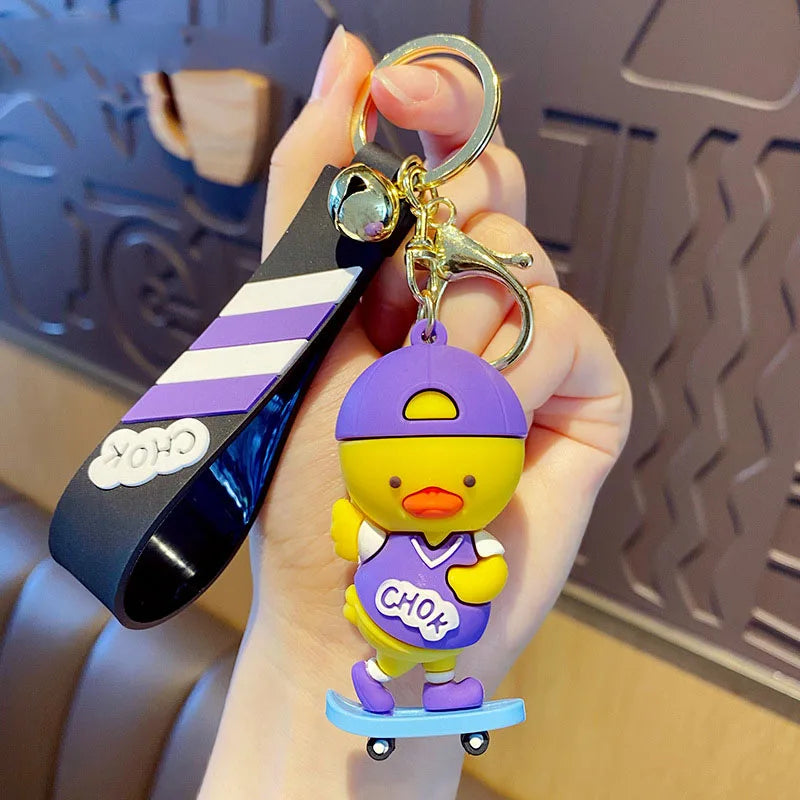 Creative Cartoon Skateboard Duck Keychain - Fun Sports Punk Design for Keys & Bags. - Abid Cart
