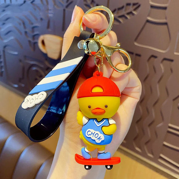 Creative Cartoon Skateboard Duck Keychain - Fun Sports Punk Design for Keys & Bags. - Abid Cart