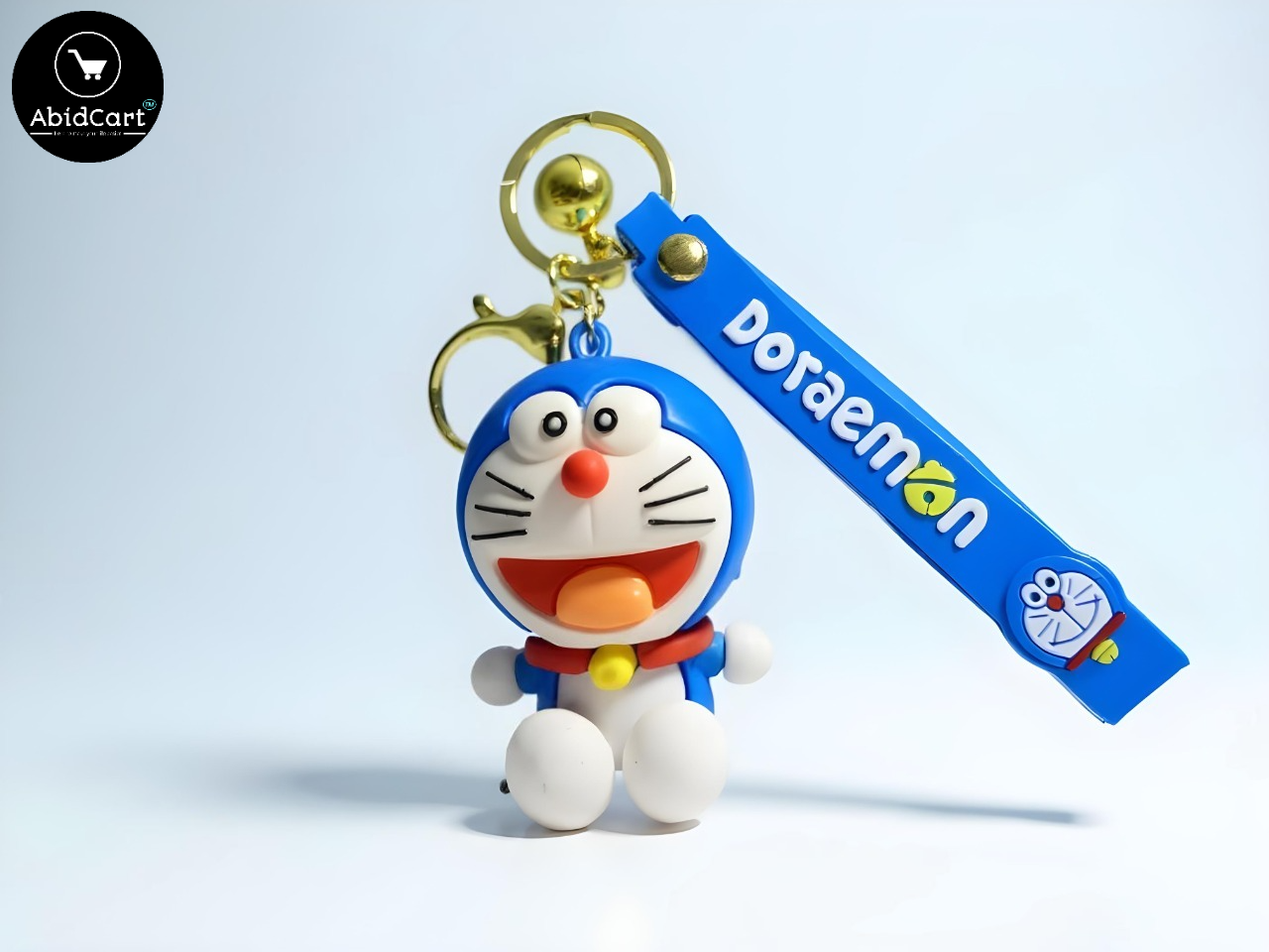 Cute Doraemon Keychain – Cartoon Anime Character Bag Charm with Gold Ring & Bell for Kids and Fans. - Abid Cart