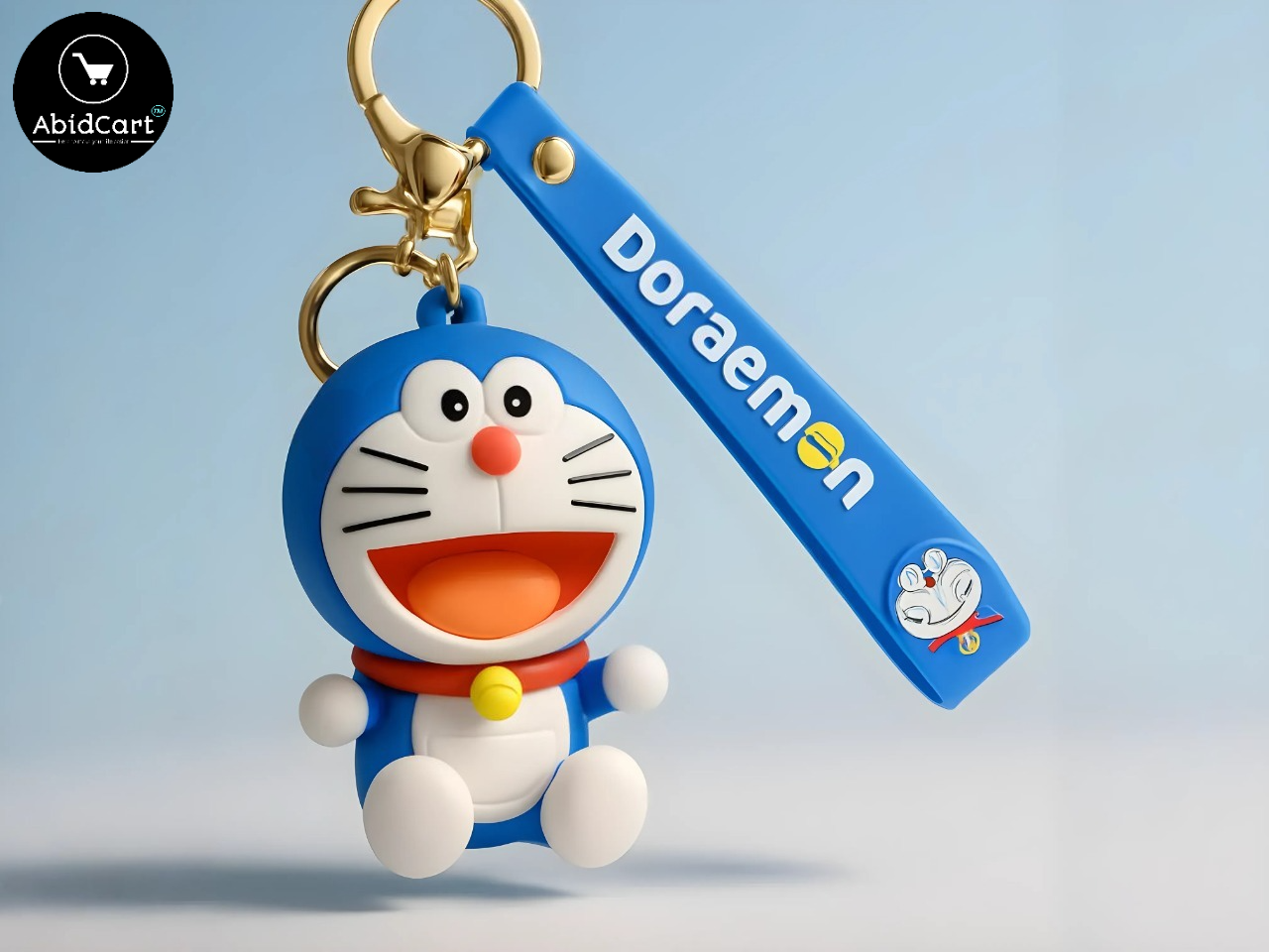 Cute Doraemon Keychain – Cartoon Anime Character Bag Charm with Gold Ring & Bell for Kids and Fans. - Abid Cart