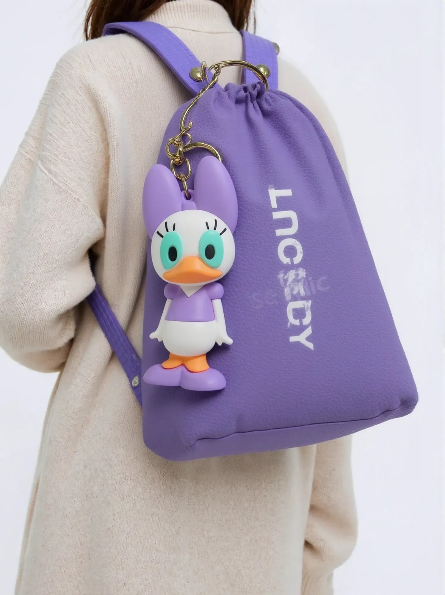 Cute Daisy Duck Keychain with Lucky Tag – Cartoon Character Bag Charm & Key Ring for Kids, Women, and Disney Fans. - Abid Cart
