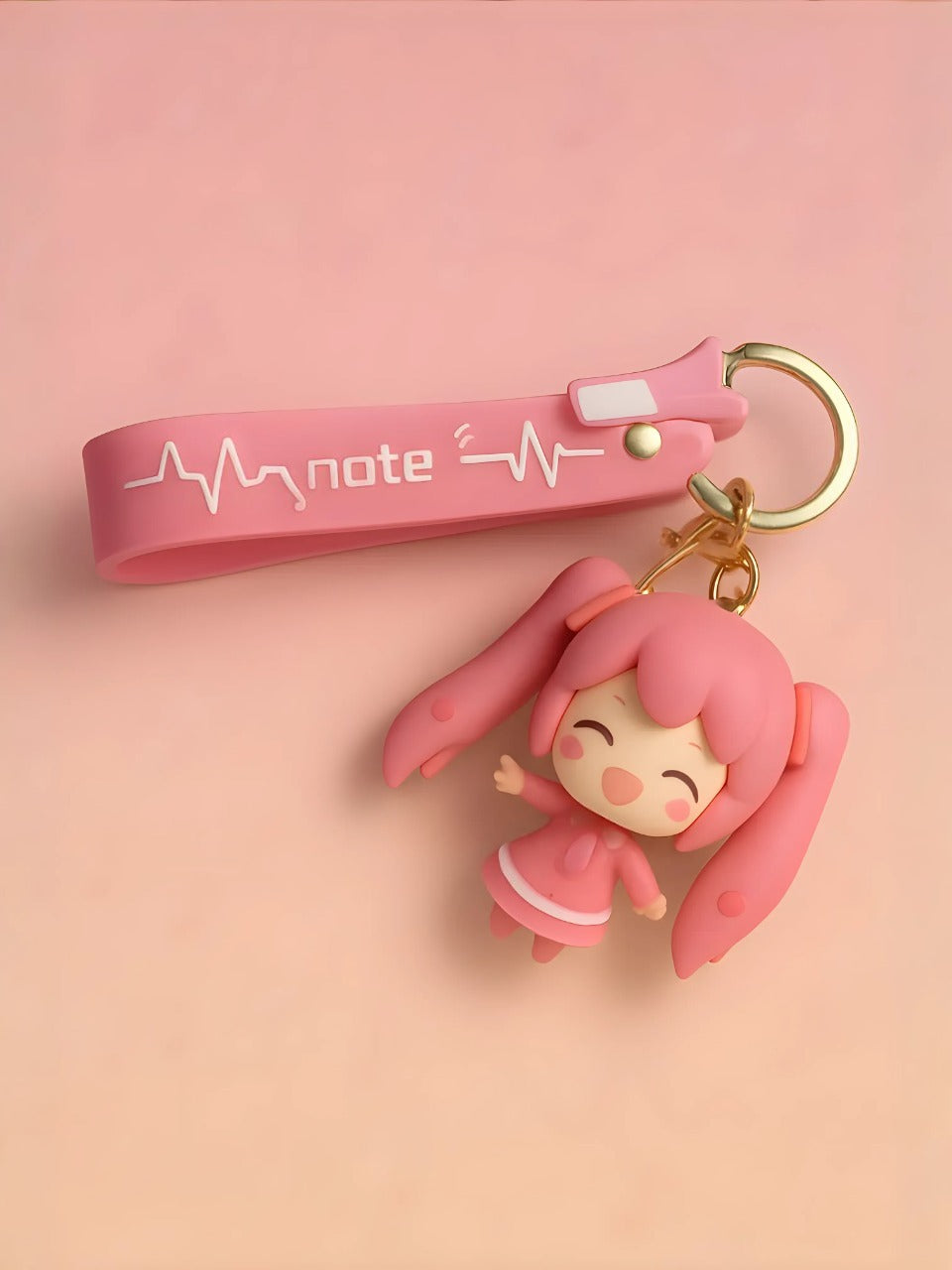 Cute Pink Anime Girl Keychain with Wrist Strap – Cartoon Character Pendant for Bags, Keys & Gifts. - Abid Cart