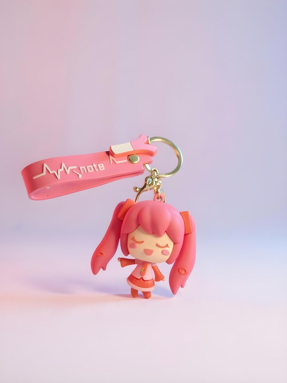 Cute Pink Anime Girl Keychain with Wrist Strap – Cartoon Character Pendant for Bags, Keys & Gifts. - Abid Cart