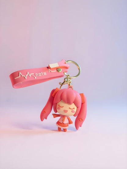 Cute Pink Anime Girl Keychain with Wrist Strap – Cartoon Character Pendant for Bags, Keys & Gifts. - Abid Cart