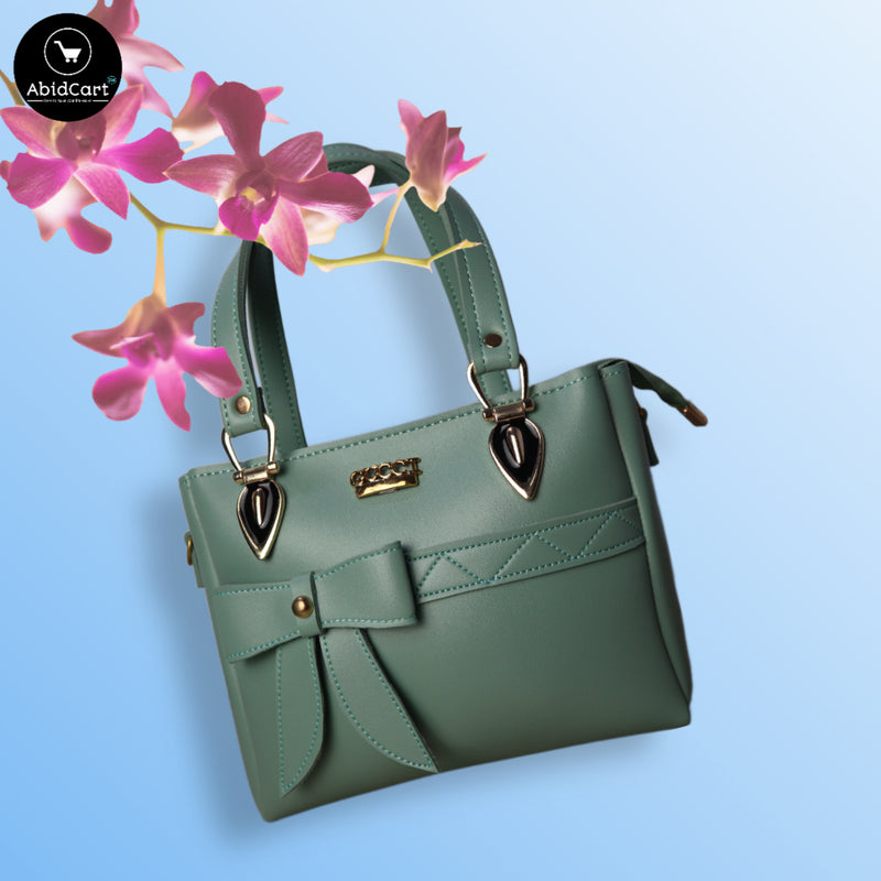 Elegant Green Faux Leather Handbag with Bow Design Women’s Fashion Purse Trendy Shoulder Bag. - Abid Cart