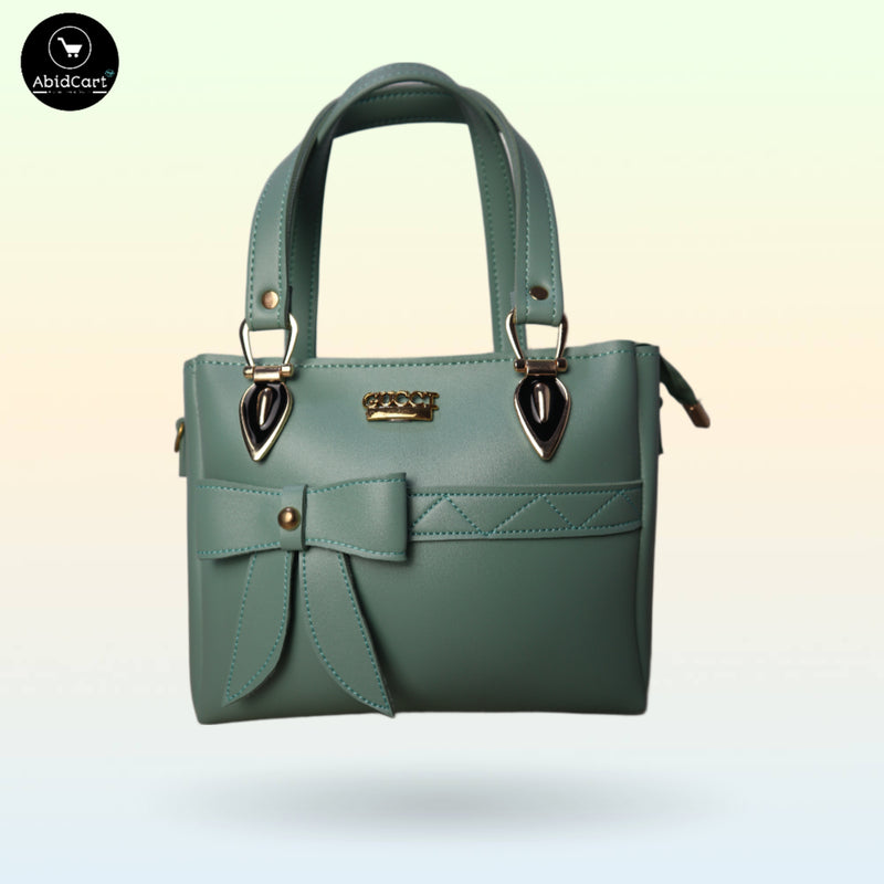 Elegant Green Faux Leather Handbag with Bow Design Women’s Fashion Purse Trendy Shoulder Bag. - Abid Cart