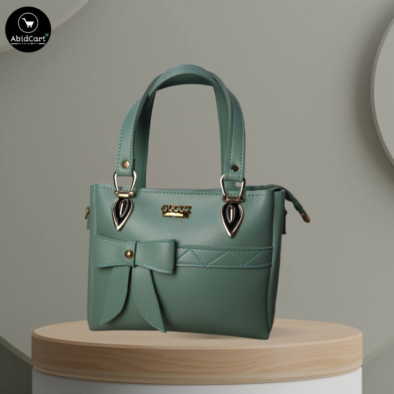 Elegant Green Faux Leather Handbag with Bow Design Women’s Fashion Purse Trendy Shoulder Bag. - Abid Cart