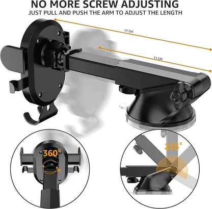 Gemen GR-02 2-in-1 Semi-Automatic Dashboard & Air Vent Mobile Holder Stand – Adjustable, Secure, and Versatile Car Mount for Smartphones. - Abid Cart