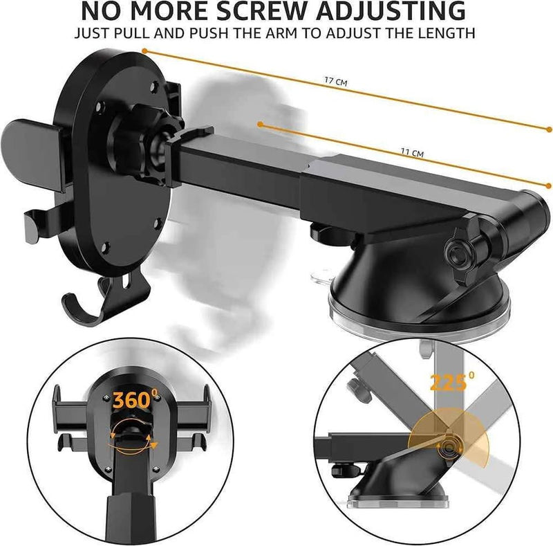 Gemen GR-02 2-in-1 Semi-Automatic Dashboard & Air Vent Mobile Holder Stand – Adjustable, Secure, and Versatile Car Mount for Smartphones. - Abid Cart