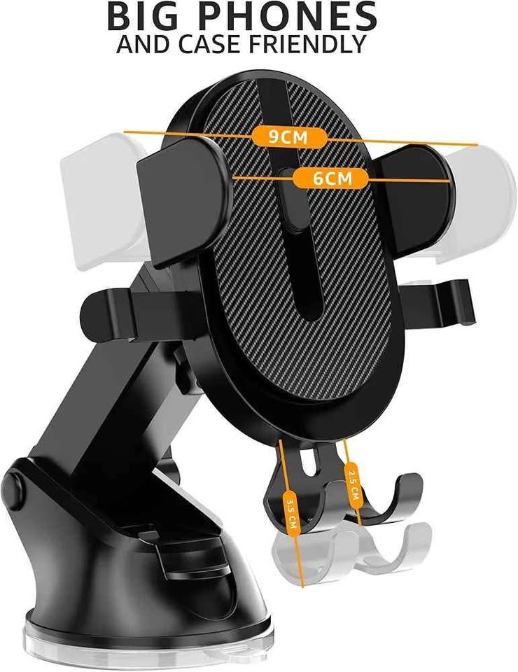 Gemen GR-02 2-in-1 Semi-Automatic Dashboard & Air Vent Mobile Holder Stand – Adjustable, Secure, and Versatile Car Mount for Smartphones. - Abid Cart