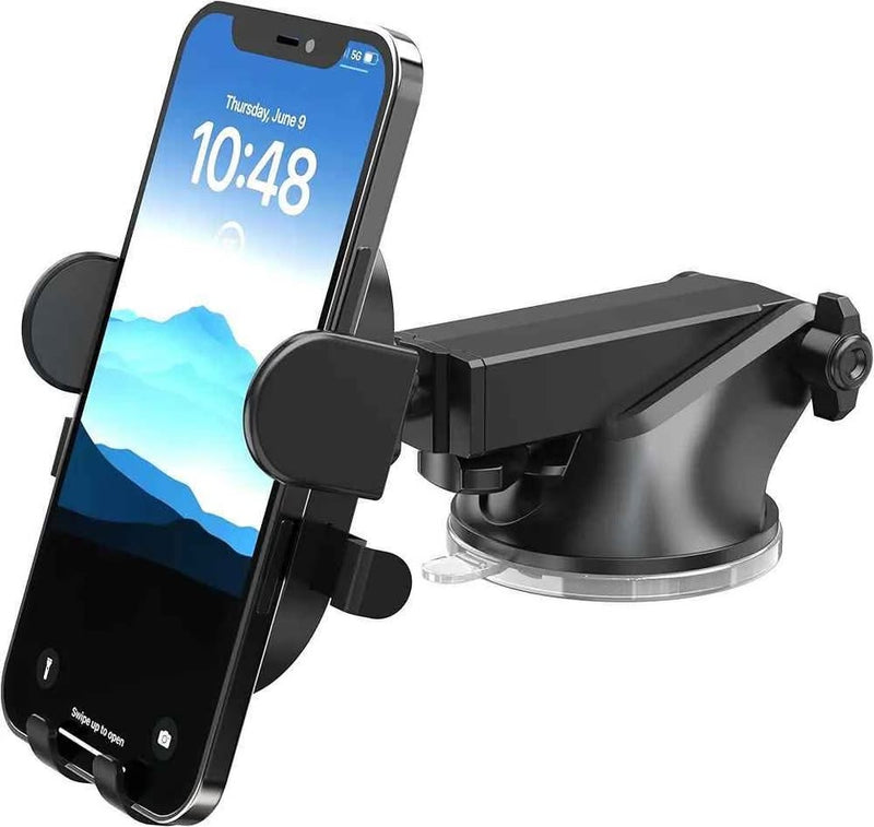 Gemen GR-02 2-in-1 Semi-Automatic Dashboard & Air Vent Mobile Holder Stand – Adjustable, Secure, and Versatile Car Mount for Smartphones. - Abid Cart