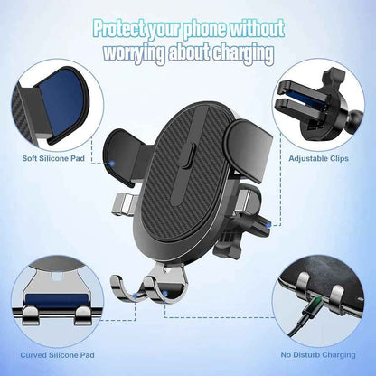 Gemen GR-02 2-in-1 Semi-Automatic Dashboard & Air Vent Mobile Holder Stand – Adjustable, Secure, and Versatile Car Mount for Smartphones. - Abid Cart