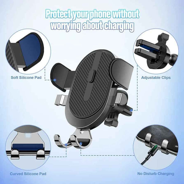 Gemen GR-02 2-in-1 Semi-Automatic Dashboard & Air Vent Mobile Holder Stand – Adjustable, Secure, and Versatile Car Mount for Smartphones. - Abid Cart