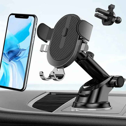 Gemen GR-02 2-in-1 Semi-Automatic Dashboard & Air Vent Mobile Holder Stand – Adjustable, Secure, and Versatile Car Mount for Smartphones. - Abid Cart