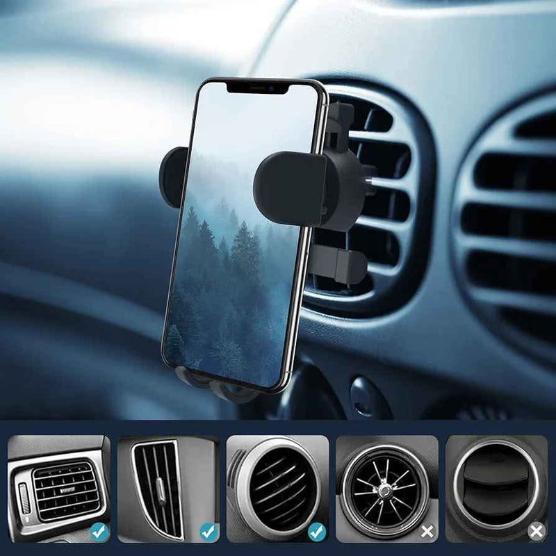 Gemen GR-02 2-in-1 Semi-Automatic Dashboard & Air Vent Mobile Holder Stand – Adjustable, Secure, and Versatile Car Mount for Smartphones. - Abid Cart