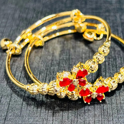 Gold Plated Designer Bangles for Women with Red Butterfly Stones – Elegant Traditional Party Wear Jewelry. - Abid Cart