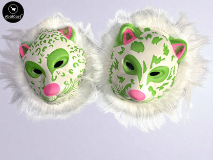 Green & White Tiger Face Mask with Fluffy Mane – Animal Costume Party & Cosplay Accessory. - Abid Cart