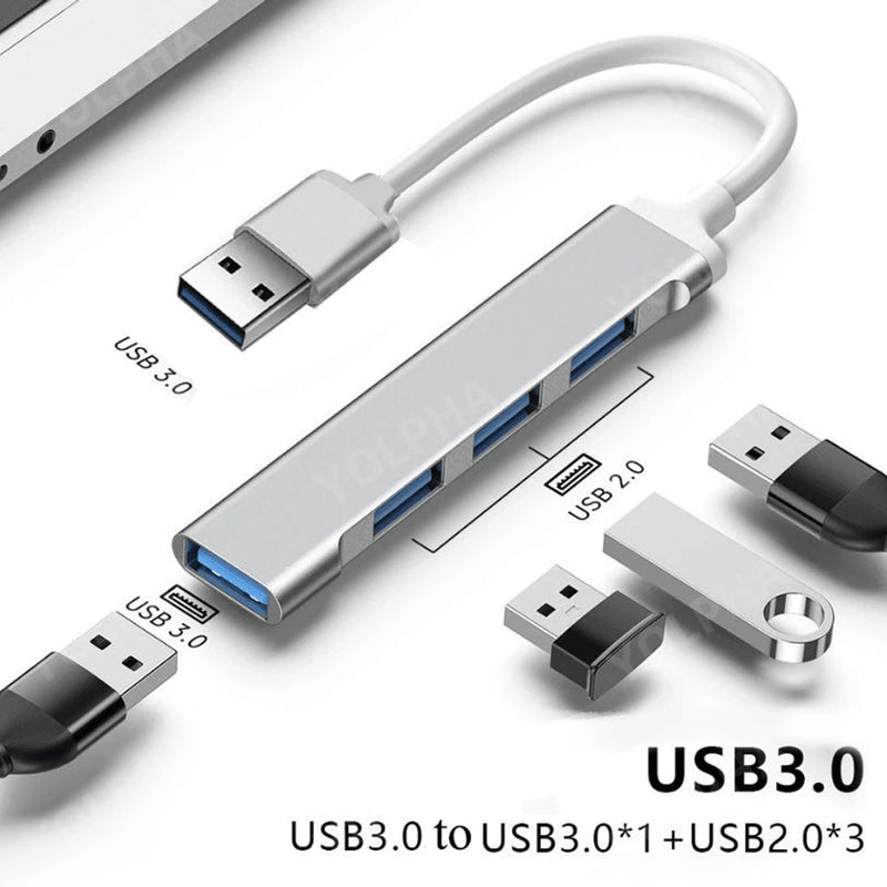 High-Speed 4 Port USB 3.0 Hub Splitter - 5Gbps for PC/Laptop Accessories. - Abid Cart
