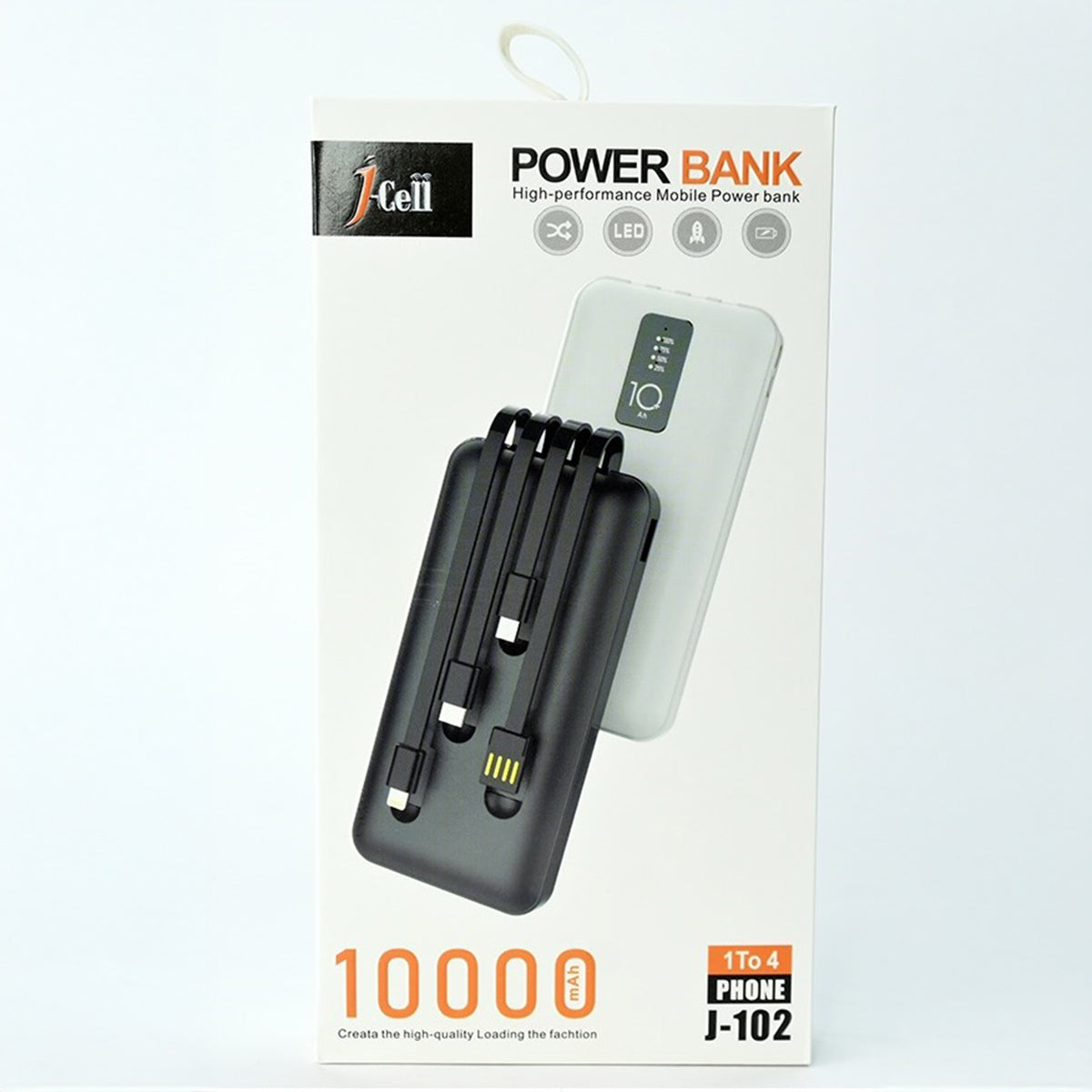 J Cell 10000mAh Power Bank – 4-in-1 Compact Portable Charger for All Devices, Original Design, Fast Charging. - Abid Cart