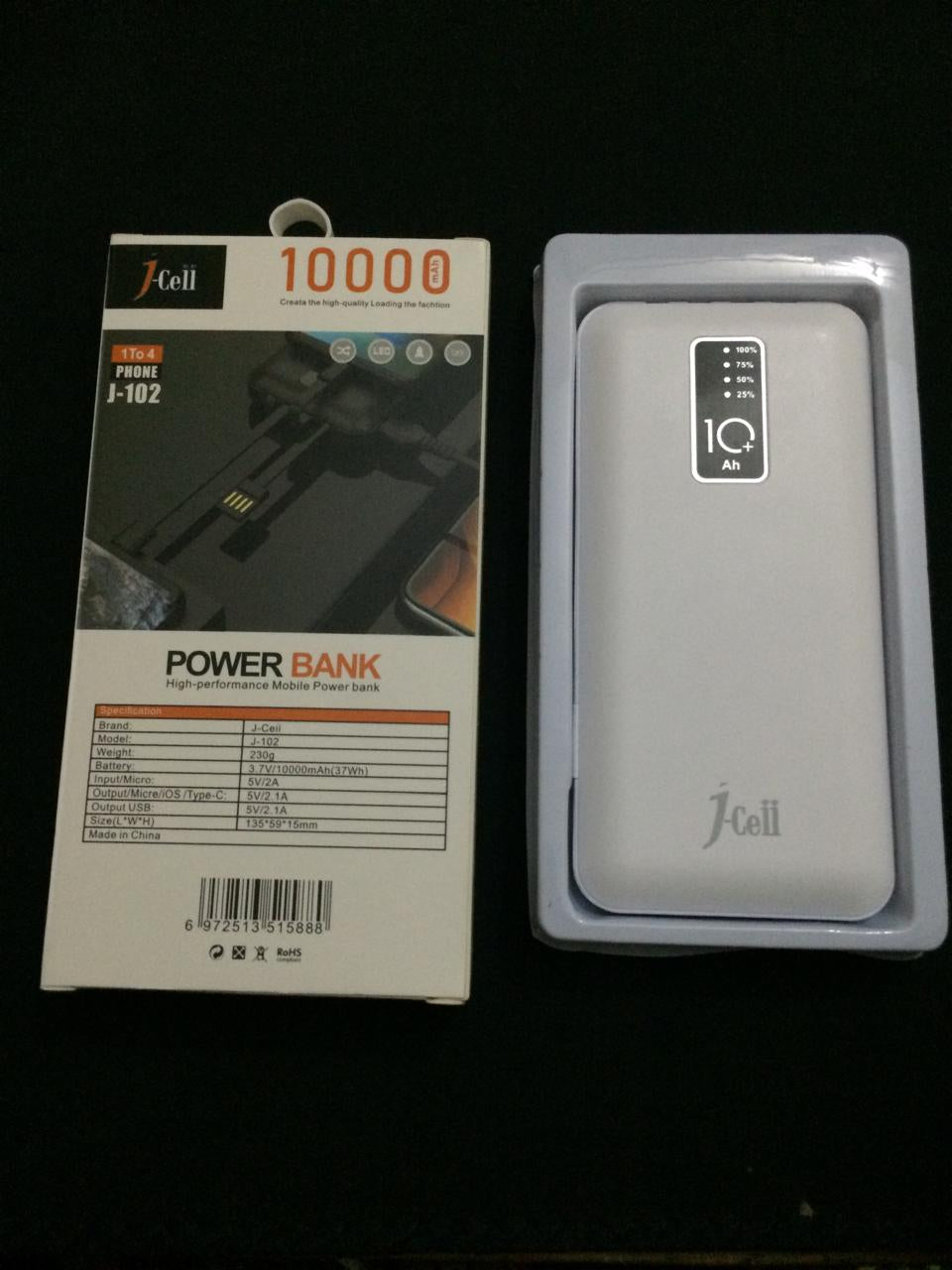 J Cell 10000mAh Power Bank – 4-in-1 Compact Portable Charger for All Devices, Original Design, Fast Charging. - Abid Cart
