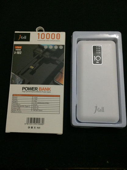 J Cell 10000mAh Power Bank – 4-in-1 Compact Portable Charger for All Devices, Original Design, Fast Charging. - Abid Cart