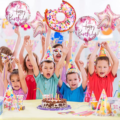 Jumbo Size Donut Foil Balloons - 5 Piece Set, Large & Colorful Party Decorations for Birthdays, Weddings & Events. - Abid Cart