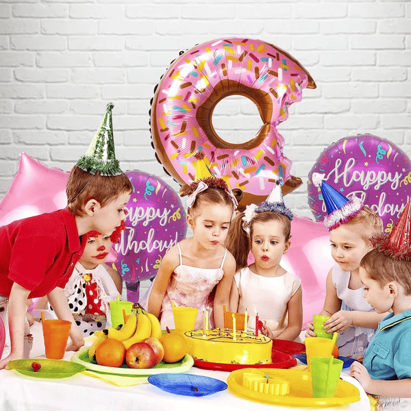 Jumbo Size Donut Foil Balloons - 5 Piece Set, Large & Colorful Party Decorations for Birthdays, Weddings & Events. - Abid Cart