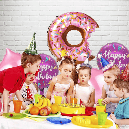 Jumbo Size Donut Foil Balloons - 5 Piece Set, Large & Colorful Party Decorations for Birthdays, Weddings & Events. - Abid Cart