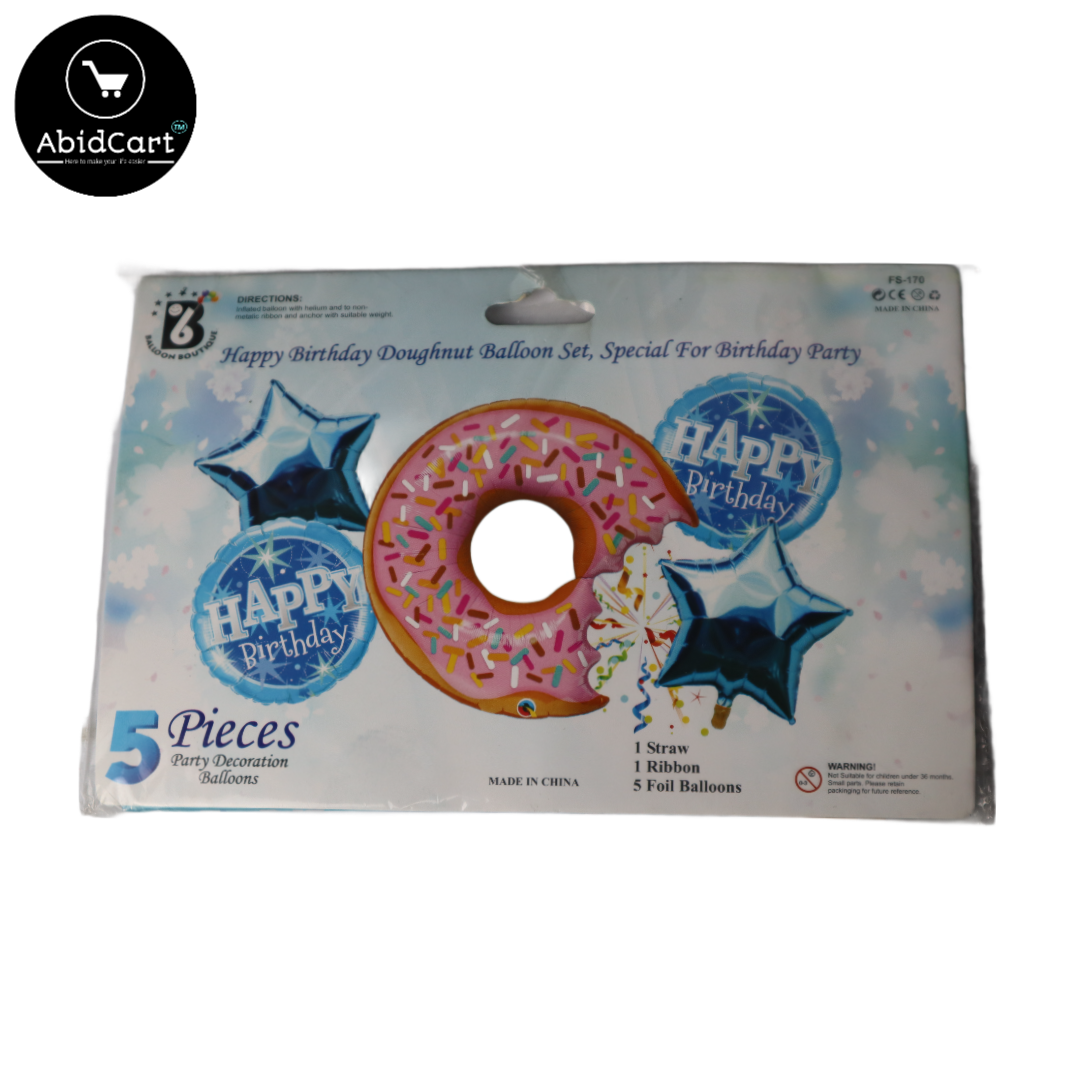 Jumbo Size Donut Foil Balloons - 5 Piece Set, Large & Colorful Party Decorations for Birthdays, Weddings & Events. - Abid Cart