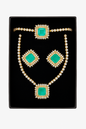 Luxurious Emerald and Diamond Jewelry Set - Necklace, Earrings, and Bracelet. - Abid Cart