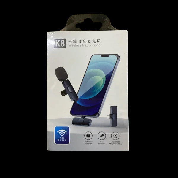 Original Best K8 Wireless Lavalier Mic for iPhone & Type-C - Long Range, Plug & Play - Ideal for Podcasting, Vlogging, & Streaming. - Abid Cart