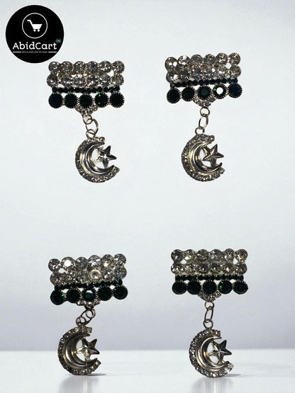 Pakistani Flag Crescent Moon & Star Badge – Green & White Crystal Jashan-e-Azadi Badge for Independence Day. (1 piece) - Abid Cart