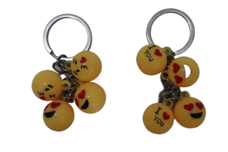 Premium Alloy Keychain with 4 Funny Yellow Emojis - Trendy Key Holder for School Bags, Bikes & Cars - Latest Design in Accessories. - Abid Cart