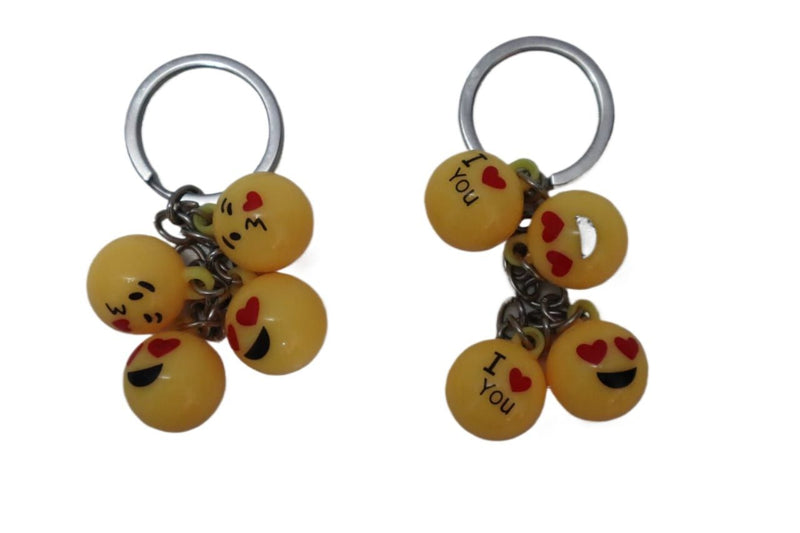Premium Alloy Keychain with 4 Funny Yellow Emojis - Trendy Key Holder for School Bags, Bikes & Cars - Latest Design in Accessories. - Abid Cart