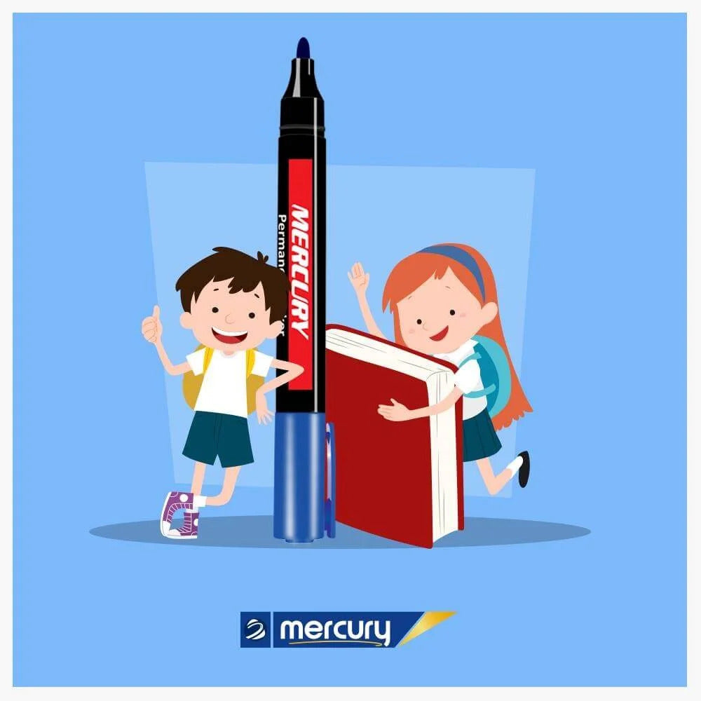 Premium Mercury Permanent Marker Blue Colour : Ideal for Office, School and University Education Learning. - Abid Cart