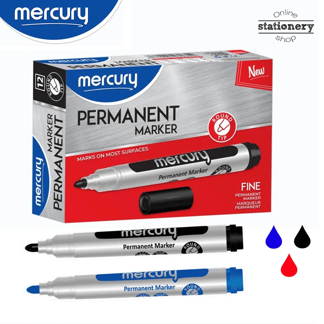 Premium Mercury Permanent Marker Blue Colour : Ideal for Office, School and University Education Learning. - Abid Cart