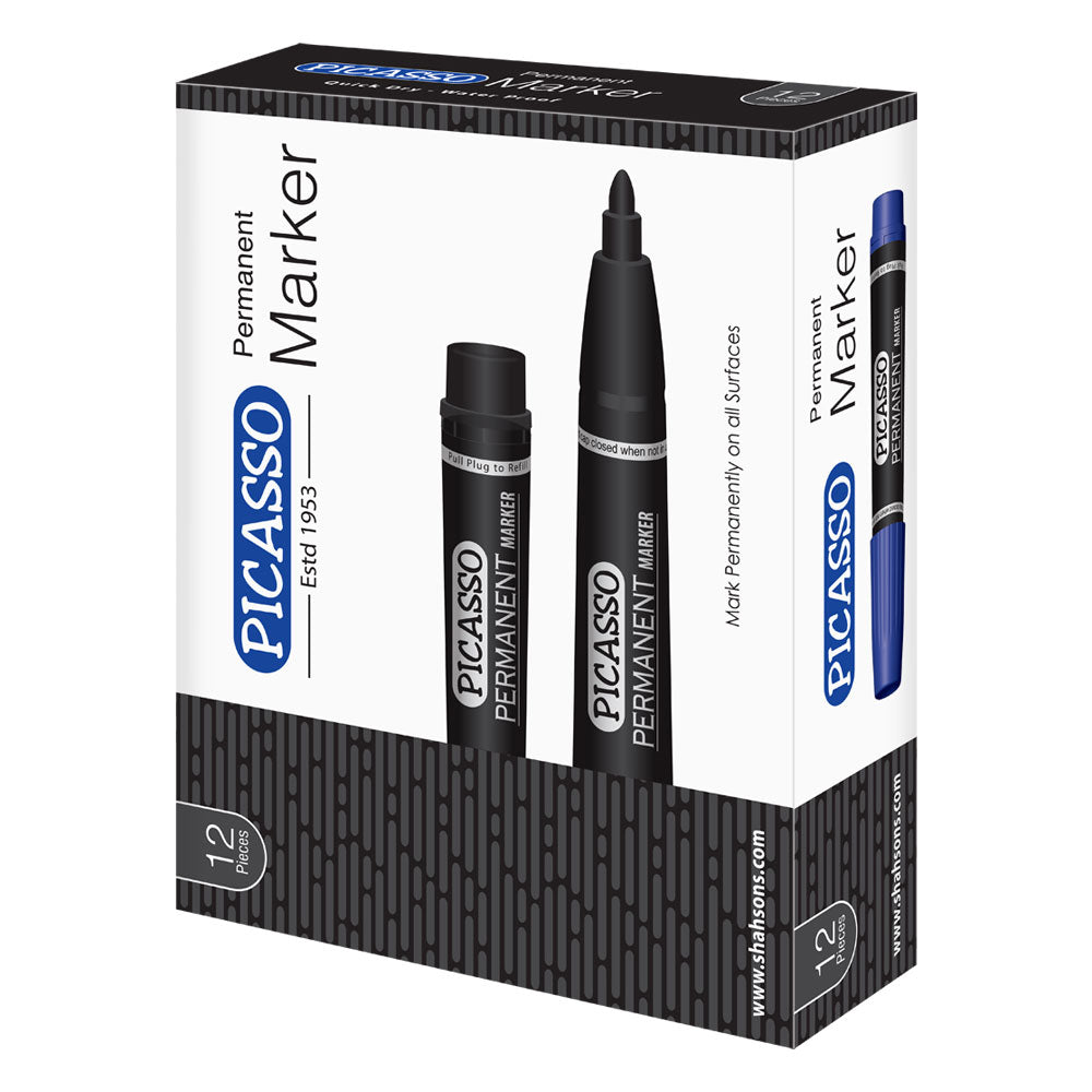 Premium Picasso Permanent Marker Black Colour : Ideal for Office, School and University Education Learning. - Abid Cart